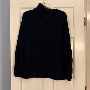 Talbots Navy Blue cable knit poncho/ cape